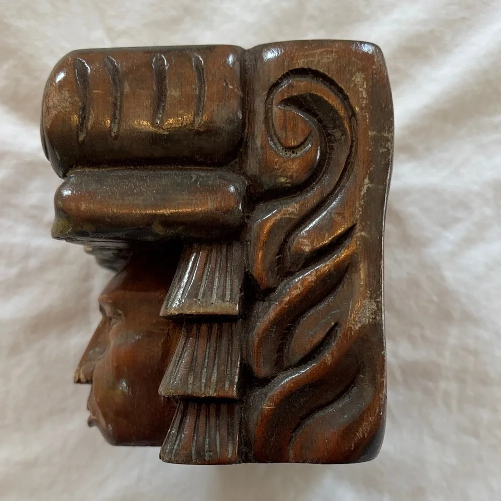 Handcrafted Incan Wooden Mask Pen/ Pencil Holder